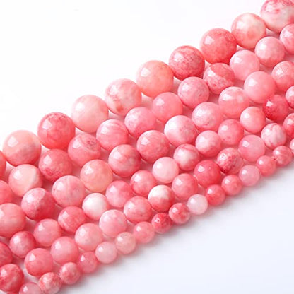 36pcs 10mm Natural Pink White Persian Jade Gemstone Beads Round Loose Spacer Beads for Jewelry Making DIY Bracelets Necklaces 15"