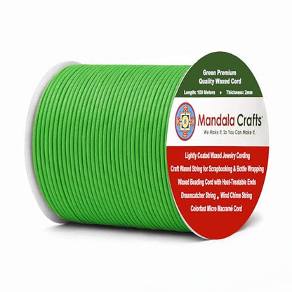 2mm 109 Yards Green Cotton Waxed Cord for Jewelry Making Bracelet Cord Waxed String (327 Foot)