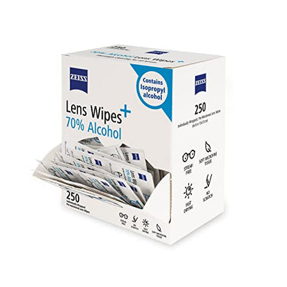 Pre Moistened Lens Cleaning Wipes with 70% Alcohol (250 Count)