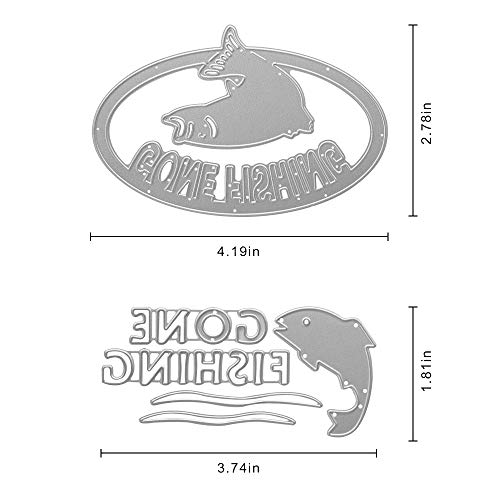 Metal Gone Fishing Words Cutting Dies (2 Count)