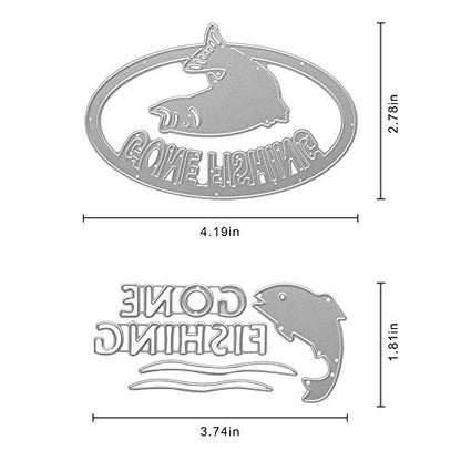 Metal Gone Fishing Words Cutting Dies (2 Count)
