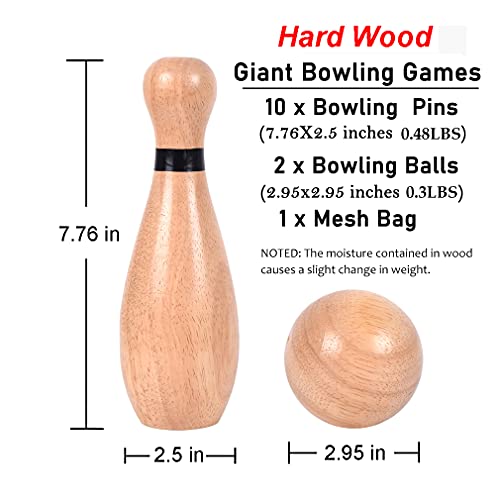 Outdoor Giant Lawn Bowling Games Wooden Lawn Set Fun Sports Games Medium (12 Count)