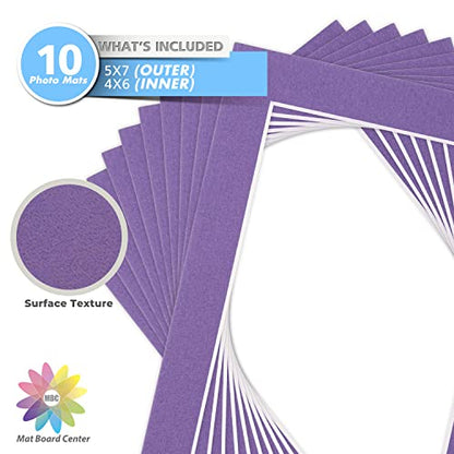 Mat Board Center 10 Pack 5x7 Photo Mats for 4x6 Picture