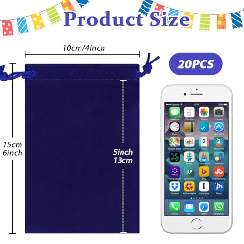 20pcs Velvet Bags with Drawstring (20 Count)