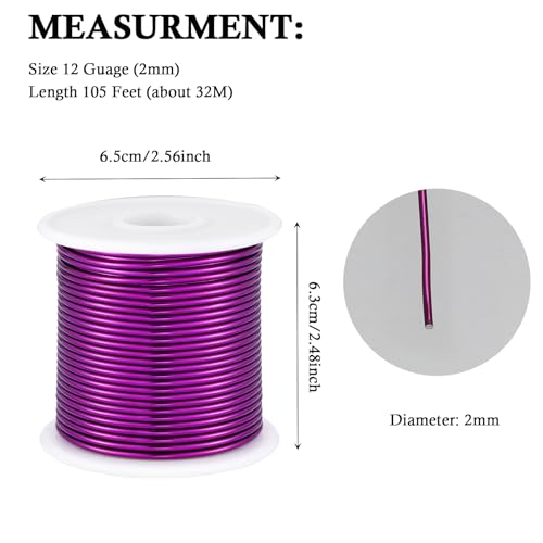 12 Gauge Purple Aluminum Craft Wire (105 Foot)