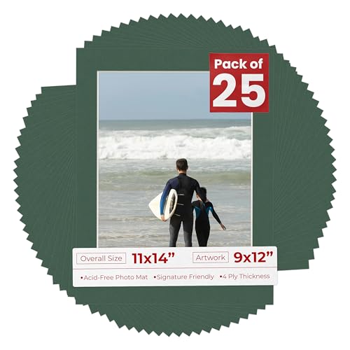 Pack of 25 Acid Free 11x14 Mats Bevel Cut for 9x12 Photos (25 Count)