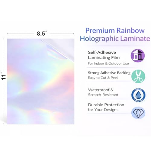 36 Sheets Clear Holographic Sticker Paper Waterproof Self (36 Count)