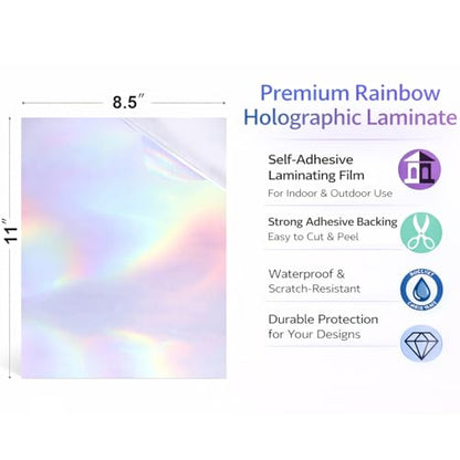 36 Sheets Clear Holographic Sticker Paper Waterproof Self (36 Count)