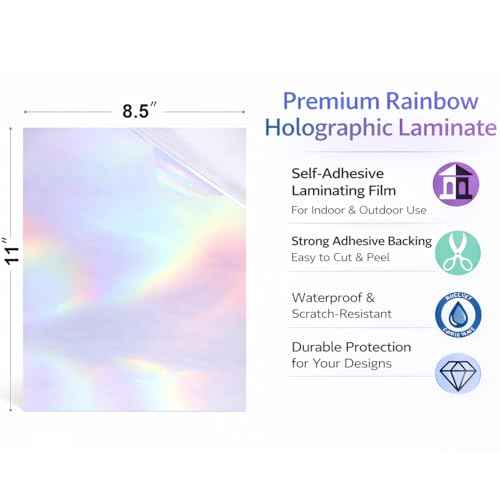36 Sheets Clear Holographic Sticker Paper Waterproof Self (36 Count)