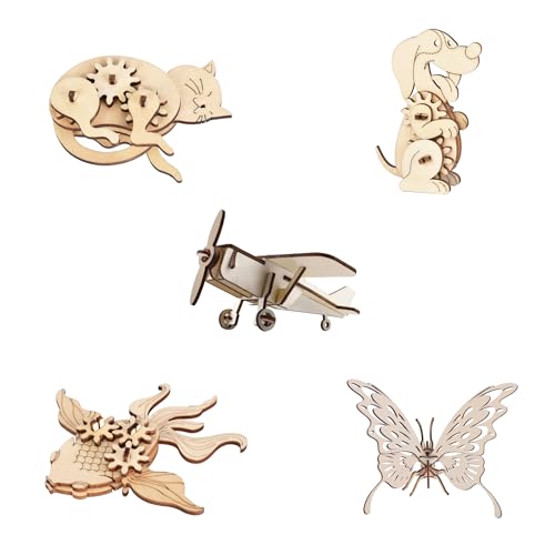 3D Wooden Puzzles for Kids Ages 8+ (5 Count)