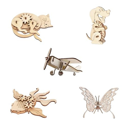 3D Wooden Puzzles for Kids Ages 8+ (5 Count)
