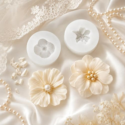 2 Pack 3D Flower Silicone Candle Molds Camellia Poppy for Soap Resin Crafts