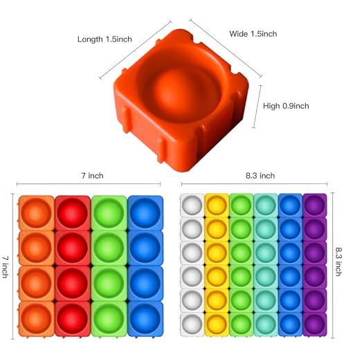 Giant Silicone Pop Fidget Blocks (64 Count)