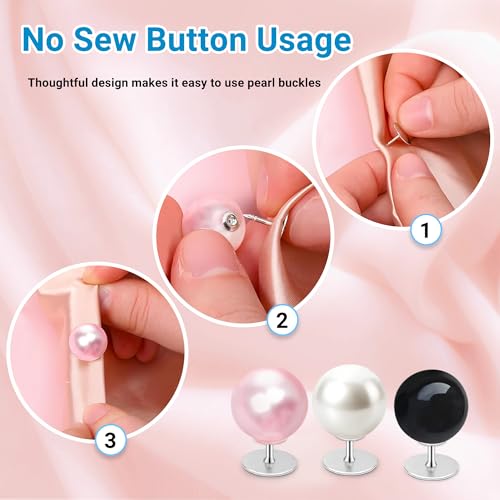 30 Sets Pearl Buttons No Sew Buttons for Clothes (30 Count)