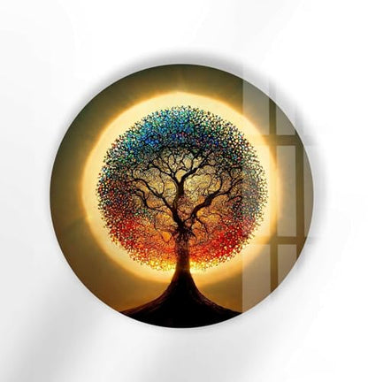 10''(25cm) Diameter Life of Tree Round Glass Wall Art Tempered Glass Printing Wall Decor Large Wall Art Wall Hangings