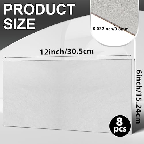 8 Pcs 20 Gauge Sheet Metal Steel 12" x 6" x 0.032" Weldable Cold Roll Craft Metal Sheets Steel Plate for DIY Projects Home Auto (8 Count)