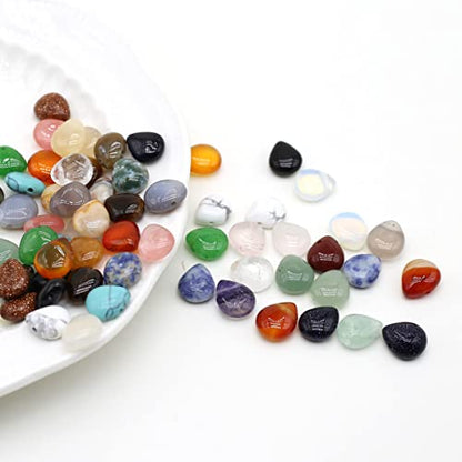 50 Pcs Natural Stone Beads Waterdrop Shape Healing Chakra Polished Assorted Crystal Quartz Agate Stone Charms for Jewelry Making Necklace Bracelet