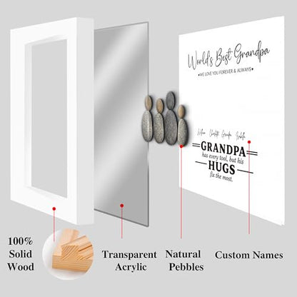 Personalized Grandpa Pebble Art Wooden Frame Sign