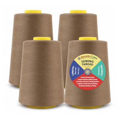 20S 2 Mocha Polyester 4 Pack of Serger Threads Cones