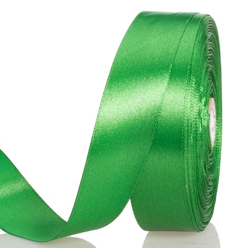 1 Inch Green Solid Satin Ribbon for Gift Wrapping