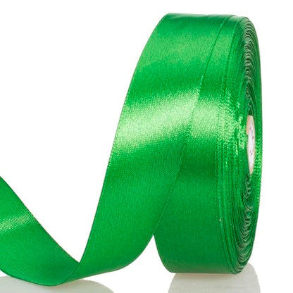 1 Inch Green Solid Satin Ribbon for Gift Wrapping