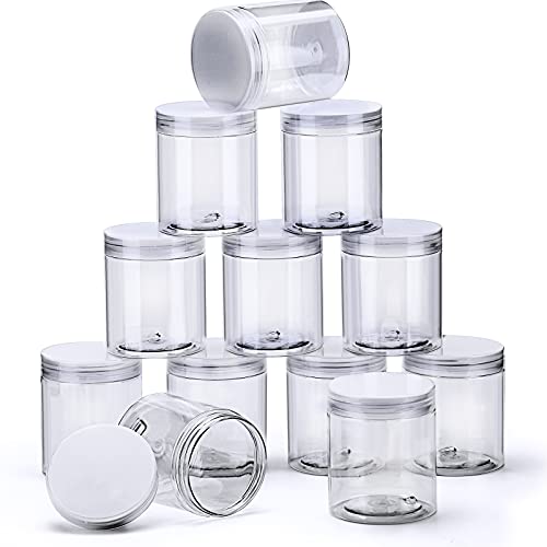 12 Pack Small Plastic Containers with Lids Clear Plastic Favor Storage Jars Wide Mouth for Beauty Products (12 Count)