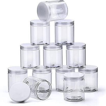 12 Pack Small Plastic Containers with Lids Clear Plastic Favor Storage Jars Wide Mouth for Beauty Products (12 Count)