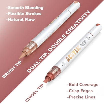 12 Red Brown Dual Tip Acrylic Paint Markers (12 Count)