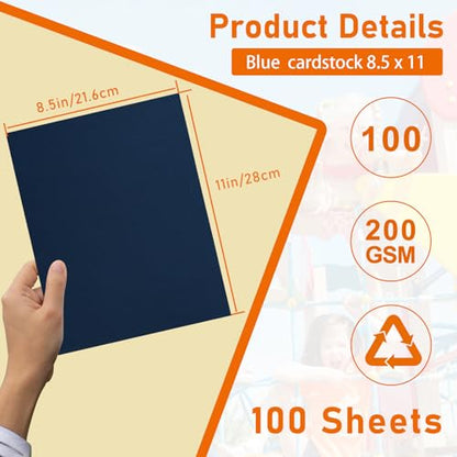 100 Sheets Navy Blue Cardstock 8.5 x 11 Scrapbooking Paper 75lb (100 Count)