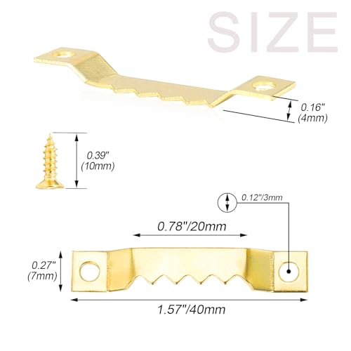 Small Sawtooth Picture Hangers 100 Pack Steel Sawtooth Hangers with Screws for Hanging Canvas Photos Frame Clock Paintings Artwork (100 Count)