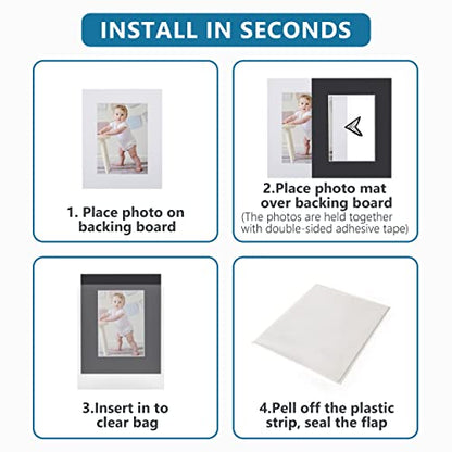 10 Pack 11x14 Black Picture Mat Kit for 8x10 Photo with Bevel Cut