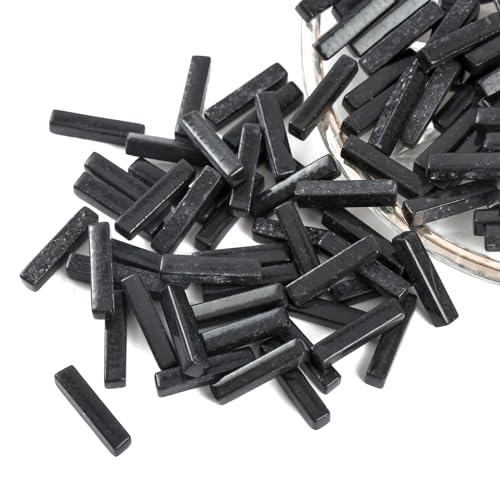 150g Black Strips Glass Mosaic Tiles for Crafts Bulk (5.29 Ounce)