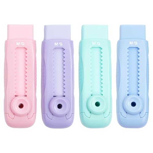 4 Pcs Cute Erasers for Kids Sliding Retractable Pencil Erasers (4 Count)