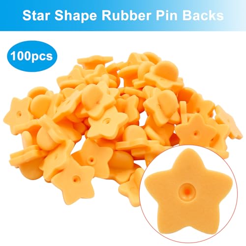 100 Pack Orange Star Shape Rubber Pin Backs (100 Count)