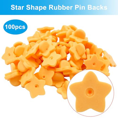 100 Pack Orange Star Shape Rubber Pin Backs (100 Count)