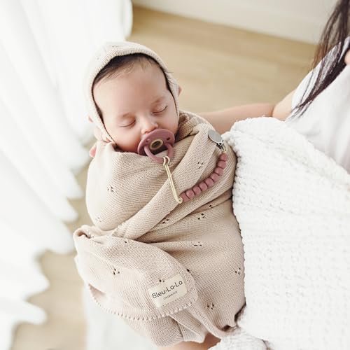 100% Luxury Organic Cotton Pointelle Knit Baby Quilt Blanket