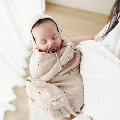 100% Luxury Organic Cotton Pointelle Knit Baby Quilt Blanket