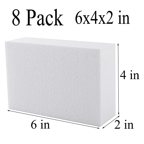 8pcs 6x4x2in Craft Foam Blocks White for DIY Crafting and Model