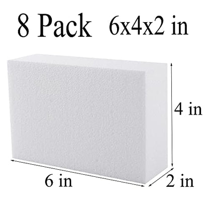 8pcs 6x4x2in Craft Foam Blocks White for DIY Crafting and Model