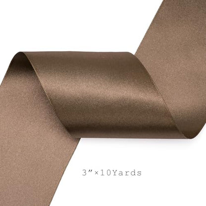 Brown Satin Ribbon 3 Inch x 10 Yards Double Faced