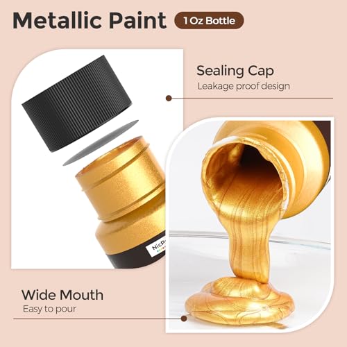 12 Colors Metallic Acrylic Paint Set (12 Fl Oz)
