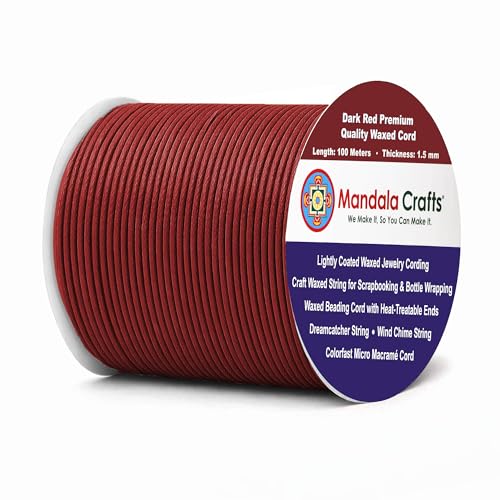 1.5mm Dark Red Waxed Cord (327 Foot)