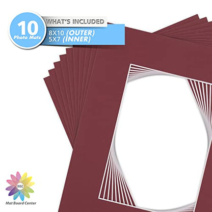 Mat Board Center 10 Pack 8x10 Photo Mats for 5x7 Picture