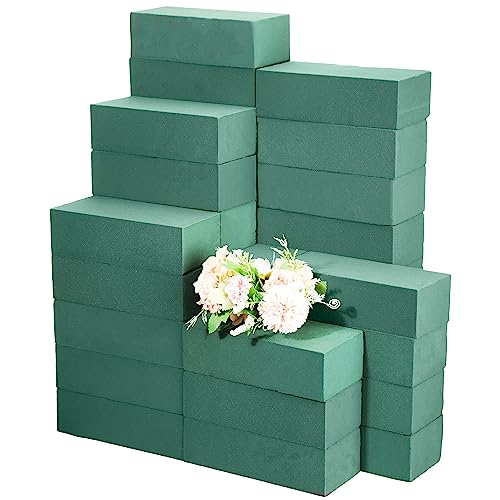 30 Pcs Floral Flower Foam Blocks Green Wet & Dry Plant Foam Brick for Fresh & Artificial Flower Arrangement Florist Supplies for DIY Arts Crafts Weddings Decorations