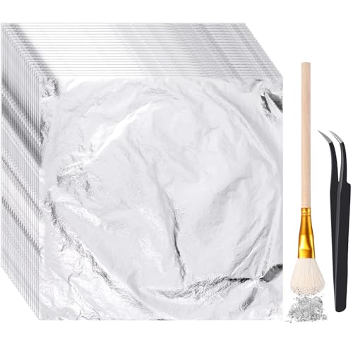 200 Pcs Gold Leaf Sheets for Art Foil Paper Leaf Art Foil Sheets Gilding Brush Thin Paper Craft for Painting Gilding Crafting Decoration