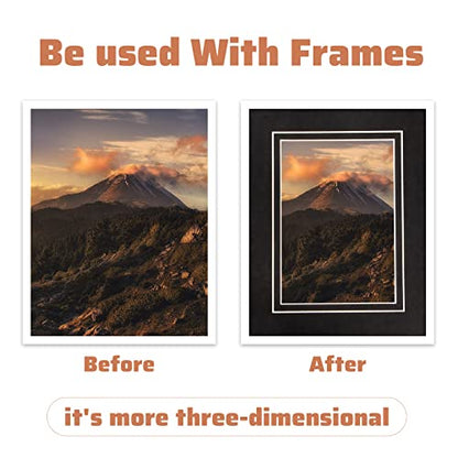 10 Pack Acid Free Black Picture Frame Mats