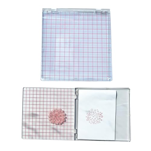 Acrylic Stamp Block with Grid 6.3”x6.3 Perfect Positioning Stamping Platform Clear Stamps Scrapbook Craft Stamping Tool for Card Making Scrapbooking Journaling and Other Paper Crafts