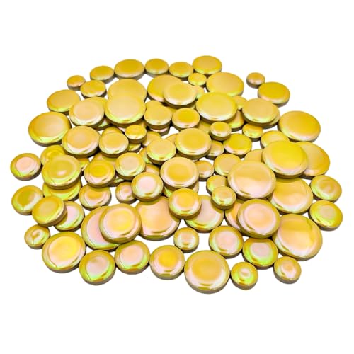200g Iridescent Round Mosaic Tiles for Crafts Bulk (90 Count)