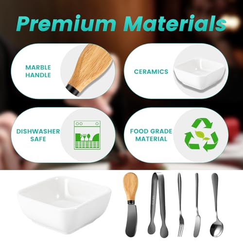 Charcuterie Board Accessories With 3 Oz Ceramic Dip Bowls