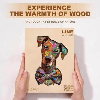 Dog Puzzles Colorful Mandala Unique Abstract Puppy Puzzle Adults Gifts for Women Men Wooden 175 Pieces 13.4 * 9.1in Wall Art Decor